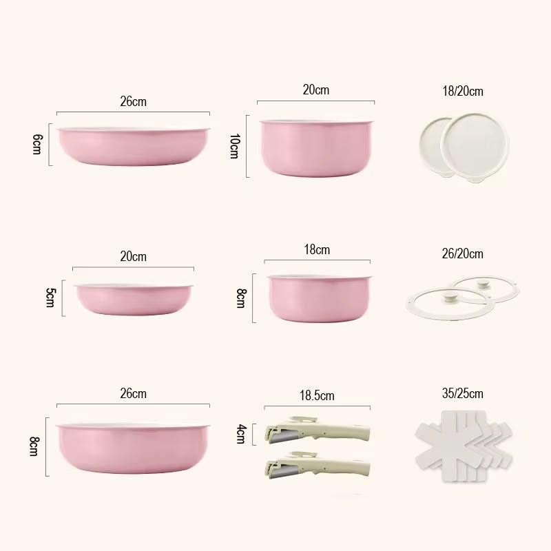 Batería de cocina premium antiadherente con mango desmontable - 15 piezas miniatura 6