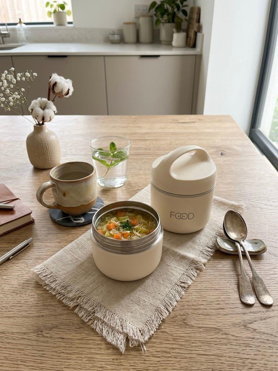 Bento box de acero inoxidable con dos divisiones miniatura 4