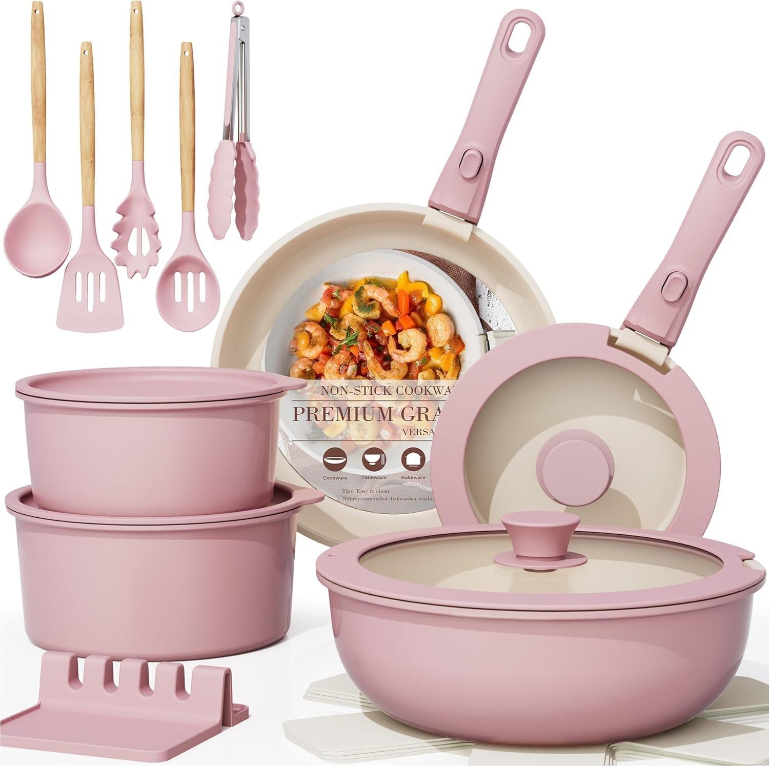 Set de batería rosa con mango desmontable - 17 piezas