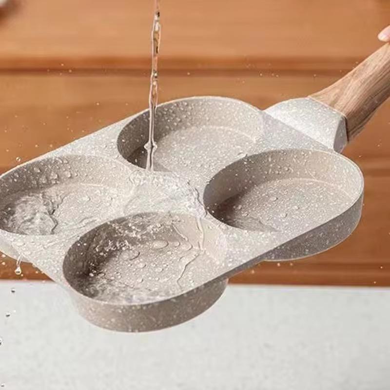 Sartén de cerámica con 4 cavidades - mango madera - imagen 1